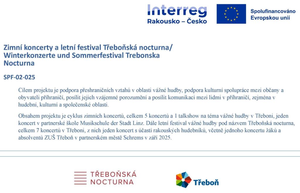 Plakát podpory z programu Interreg Rakousko - Česko